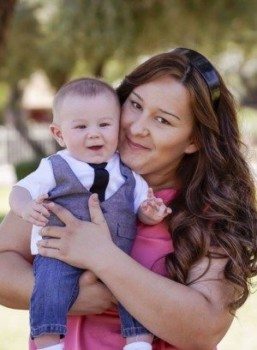 mom holding infant